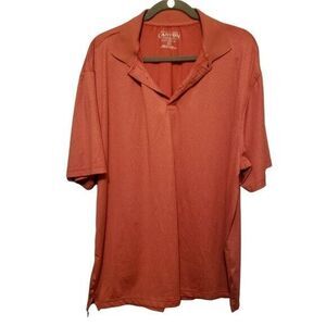 Canyon Mens Sz XL Red  Geometric Short Sleeve Polo Shirt